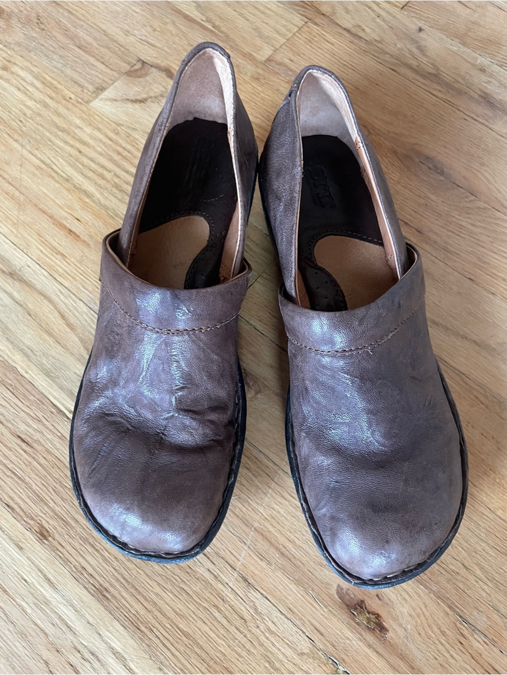 Born Casual Slip-On Leather Clogs in Brown